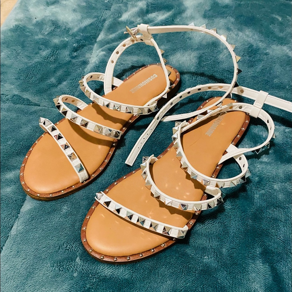White studded gladiator sandal